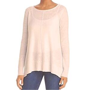 Donna Karan NY Knit Linen Pullover Sweater Sz XS Pink Peach Relaxed Round Neck